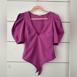 Free People Wildberry Va Va Voop Puff sleeve bodysuit EUC size medium